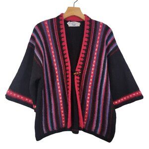 The Sweater Venture Hand-knit In Bolivia 100% Alpaca Sweater Colorful Sz Medium